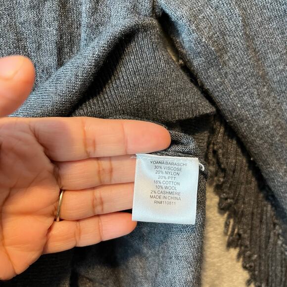 Yoana Baraschi Fringe Crewneck Sweater Wool Cashmere Blend Sz XS Gray Rodeo - Picture 6 of 7